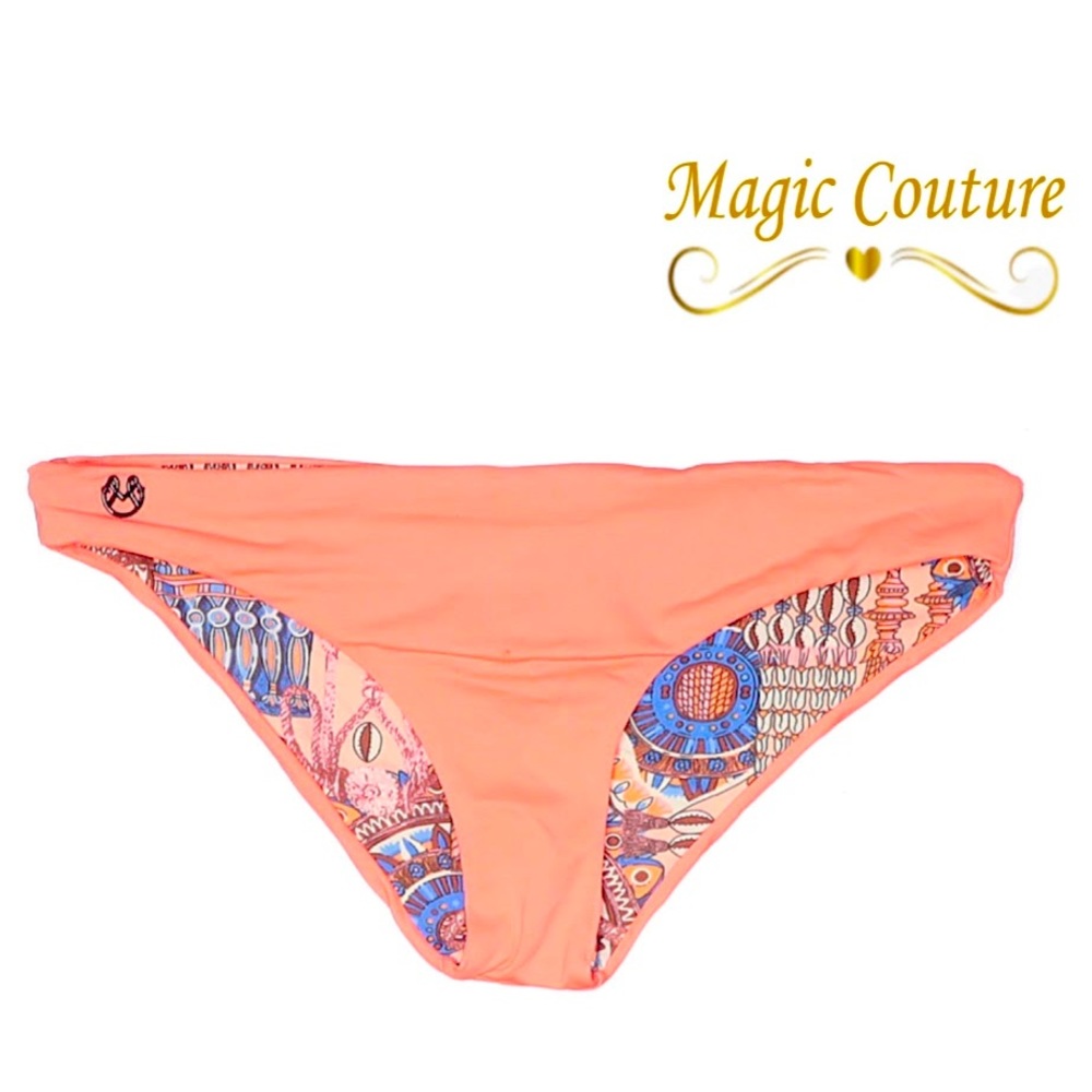 Maaji Solid Pink & Patchwork Print Bikini Bottom - image 1